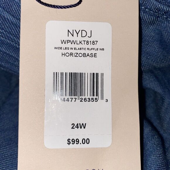 NYDJ New Wide Leg Ruffle Waist Drawstring Jeans Soft Chambray 24W - Picture 6 of 6